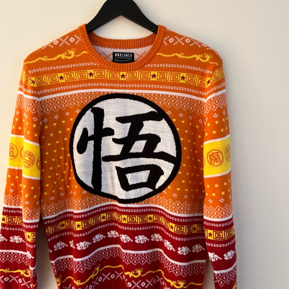 Dragon Ball Z Sweater Mens Ugly Christmas Size M Orange Red - Picture 2 of 6
